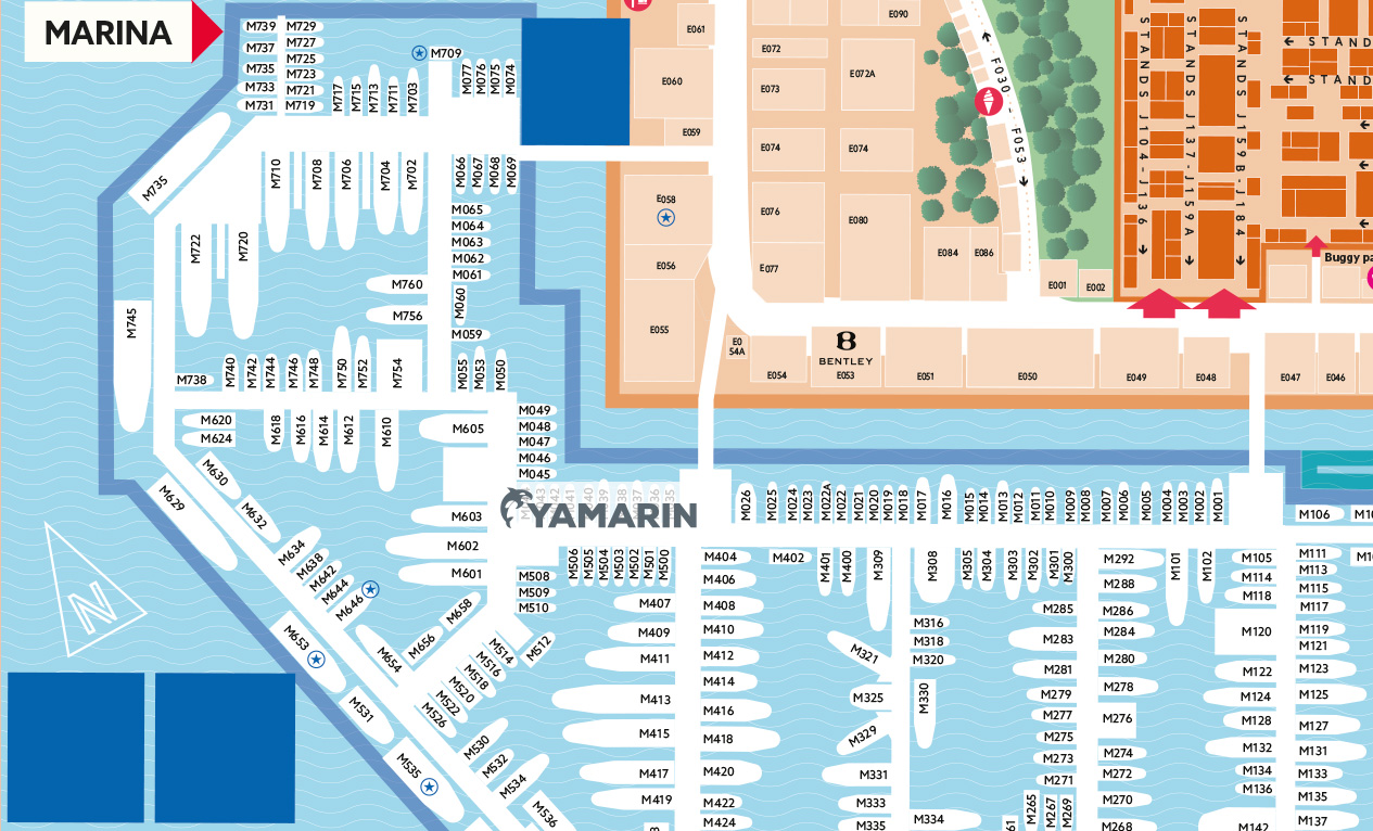 How to find the Yamarin stand at the Southampton Boat Show 2023 map